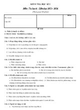 Kiểm tra học kì I - Môn tin học 6 - Năm học 2015  2016